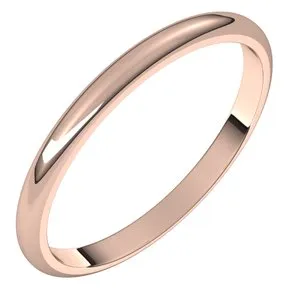 18K Rose 2 mm Half Round Band Size 6