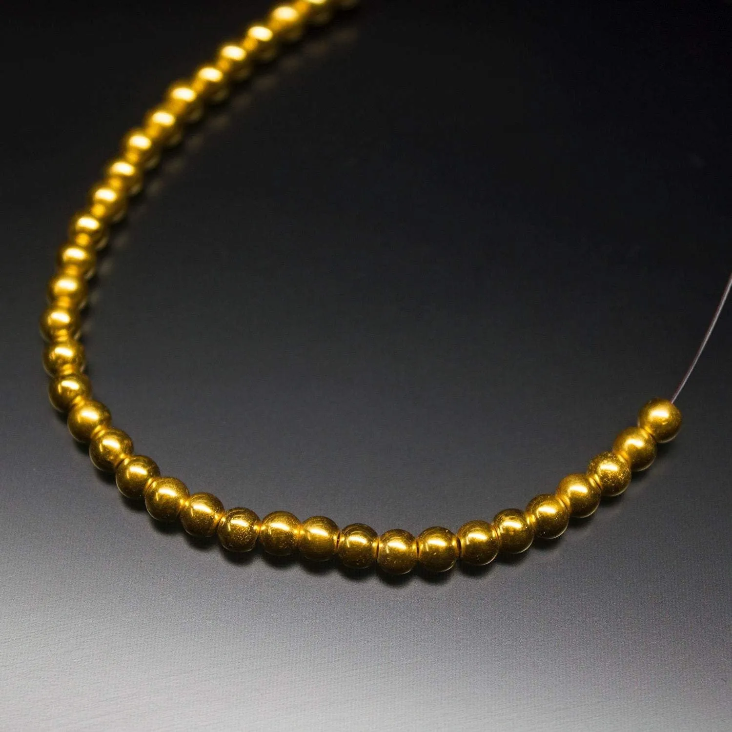 18k Solid Gold Handmade Tribal Round Sphere Spacer Beads Strand 4mm 10pc