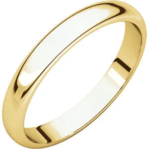 18K Yellow 3 mm Half Round Band Size 9.5