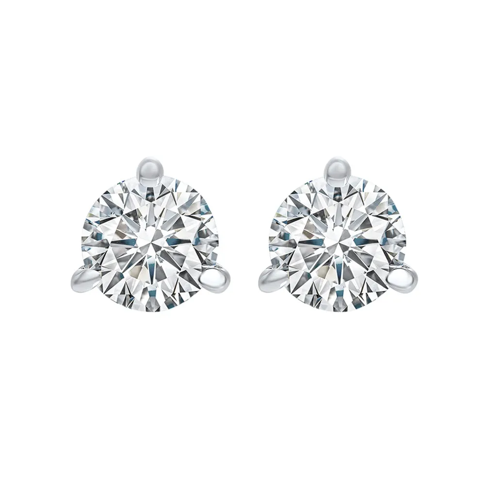 18KT White Gold & Diamond Classic Book Round Stud Earrings  - 1-1/2 ctw