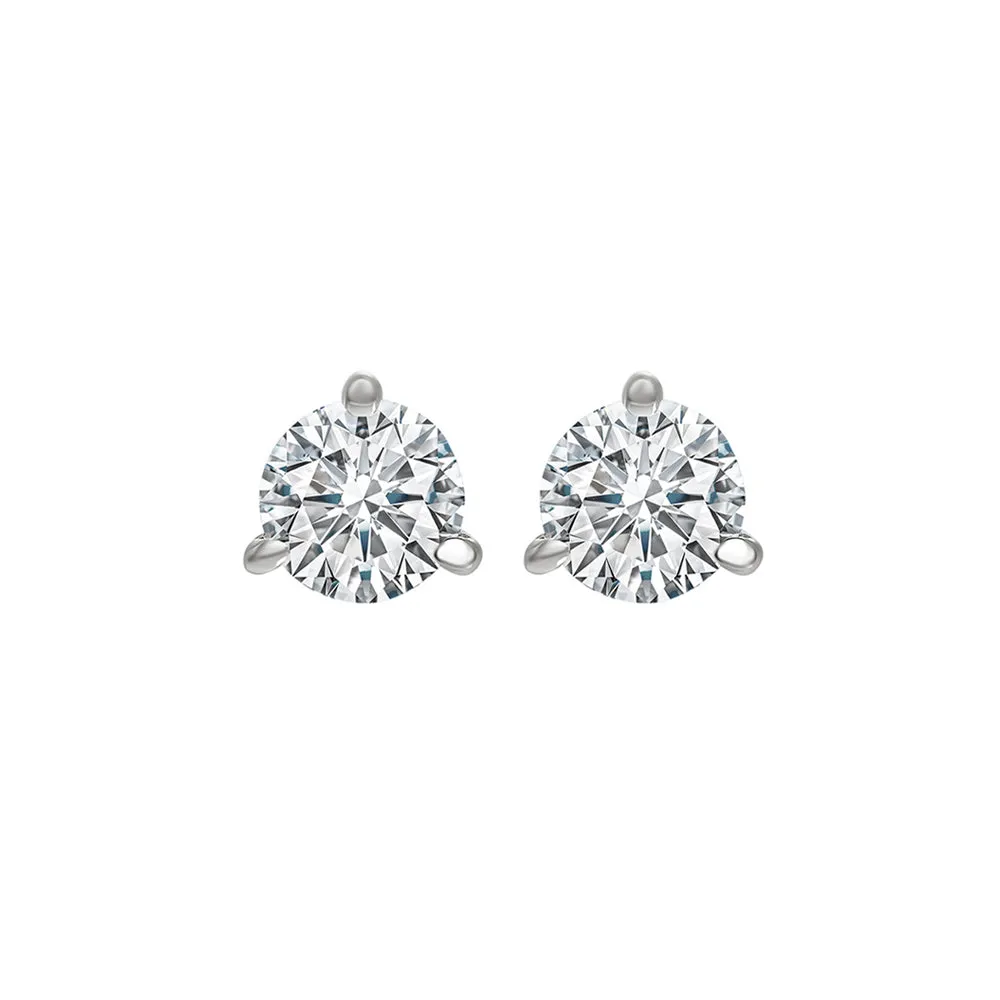 18KT White Gold & Diamond Classic Book Round Stud Earrings  - 5/8 ctw
