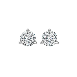 18KT White Gold & Diamond Classic Book Round Stud Earrings  - 5/8 ctw
