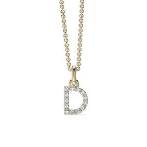 18KT Yellow Gold Petite Diamond Initial Pendant - D