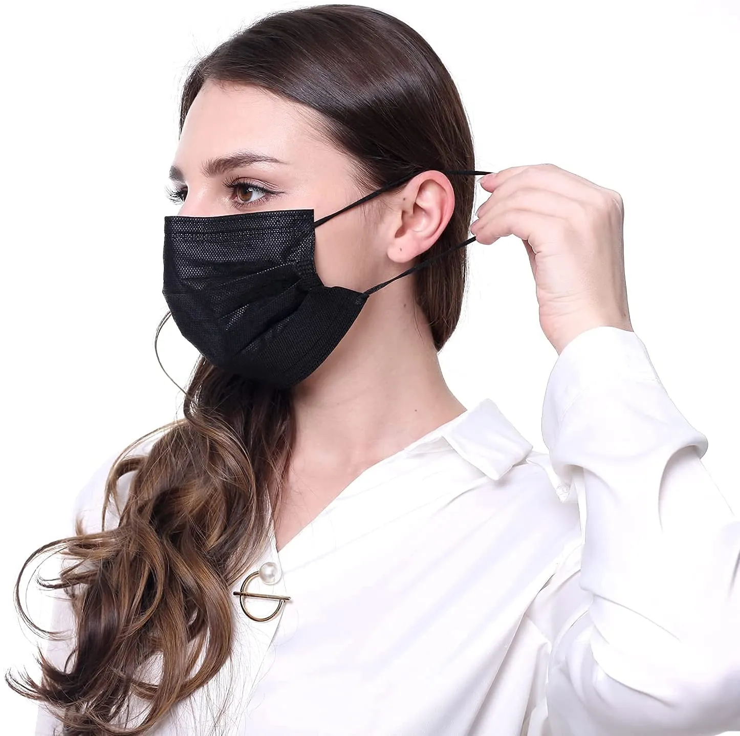 2000pcs Individually Wrapped 3-Ply Disposable Face Mask Black Premium Comfort