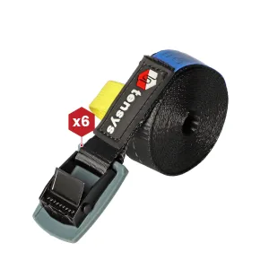 25mm Wide 250kg 3m Max Length Premium Cam Buckle Straps - Endless (Pack of 6)