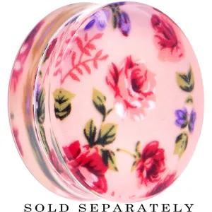 34mm Acrylic Pink Grandma's Wallpaper Flowered Saddle Plug