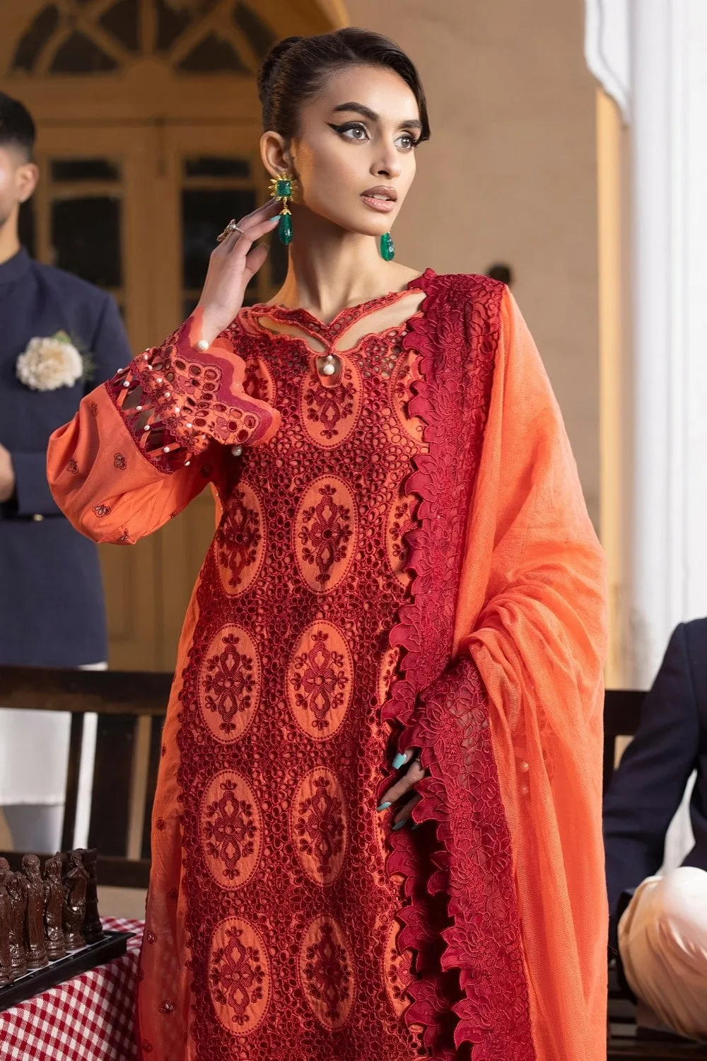 3PC Unstitched | Embroidered Lawn Suit | Cotton Net Dupatta