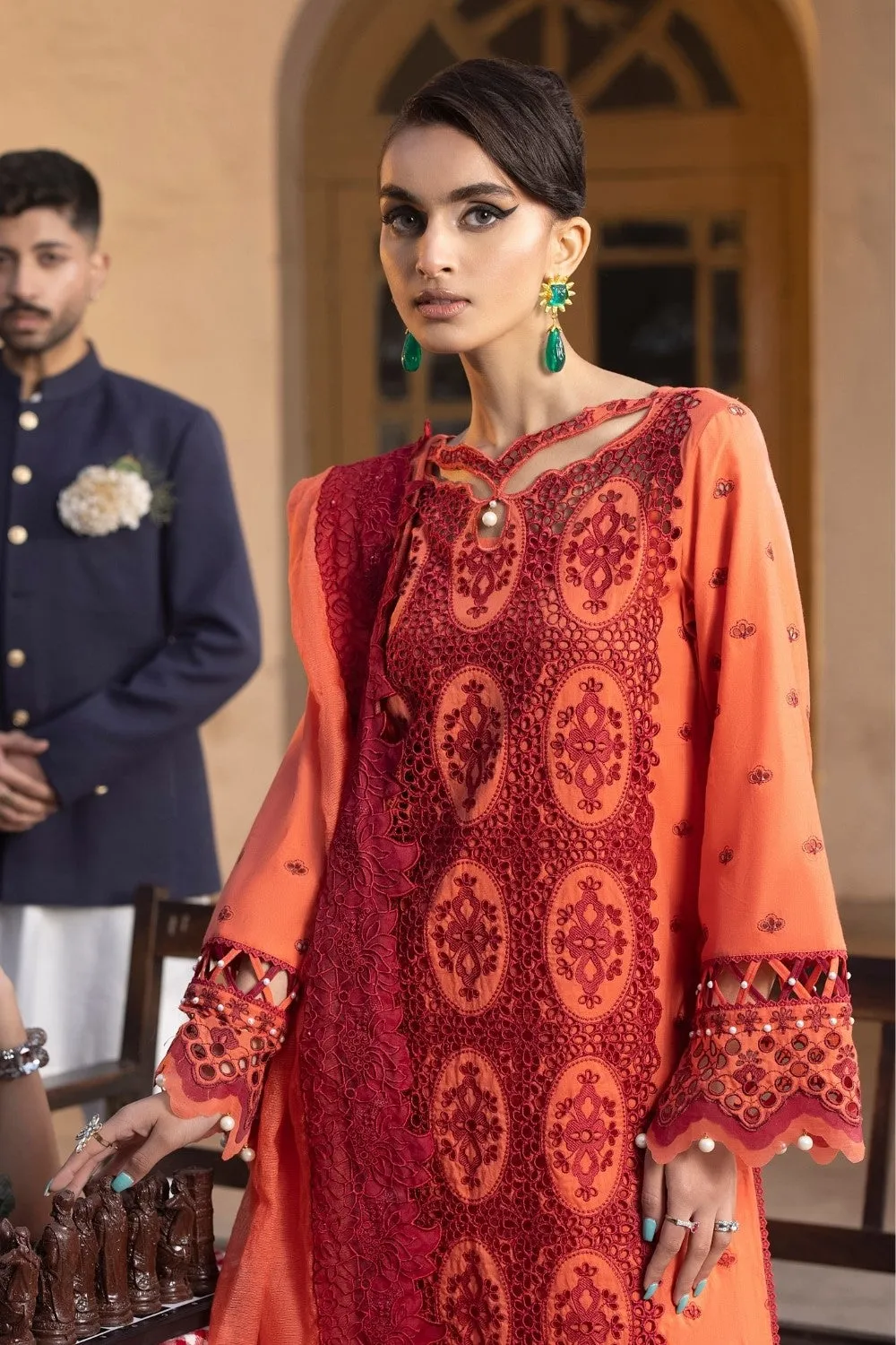 3PC Unstitched | Embroidered Lawn Suit | Cotton Net Dupatta