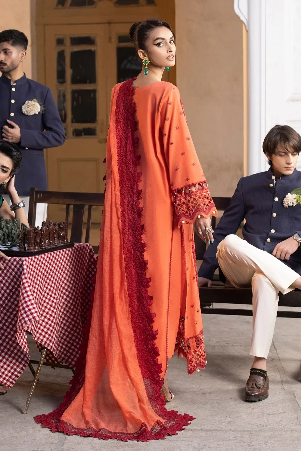3PC Unstitched | Embroidered Lawn Suit | Cotton Net Dupatta
