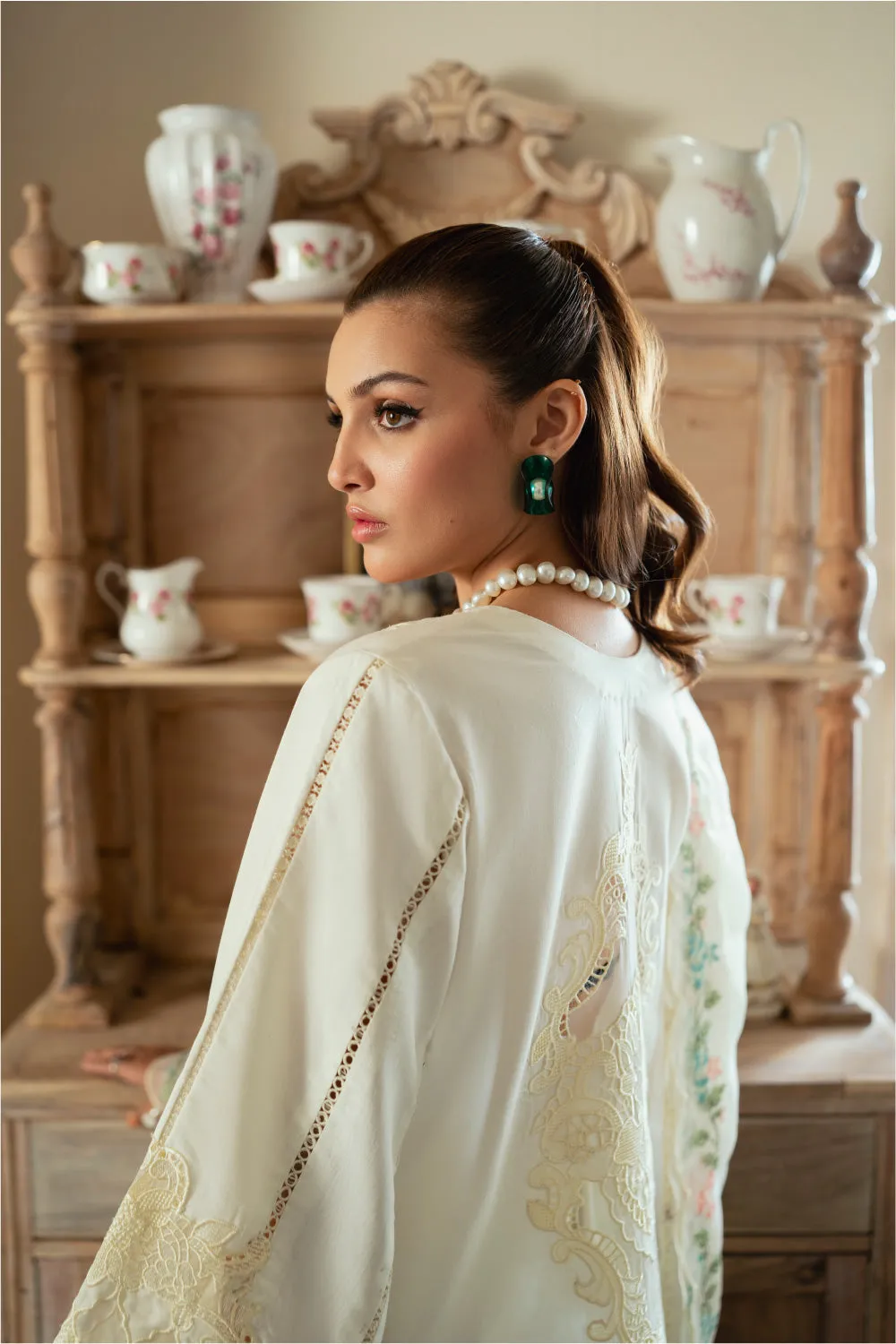 3PC Unstitched | Embroidered Lawn Suit | Organza Dupatta