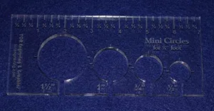 4 Mini Circles Template for 1/4" Foot - Clear with Ruler ~3/8" Thick