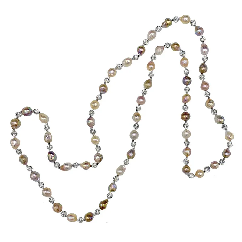 424-02 | PINK PETITE EDISON PEARL ROPE NECKLACE 46"