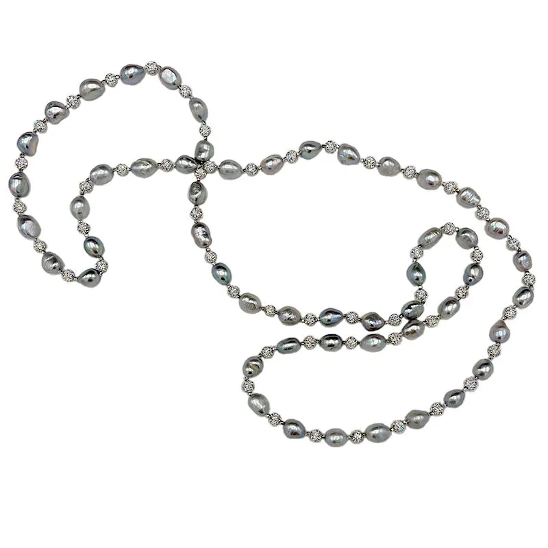 424-07 | GRAY PETITE EDISON PEARL ROPE NECKLACE 46"