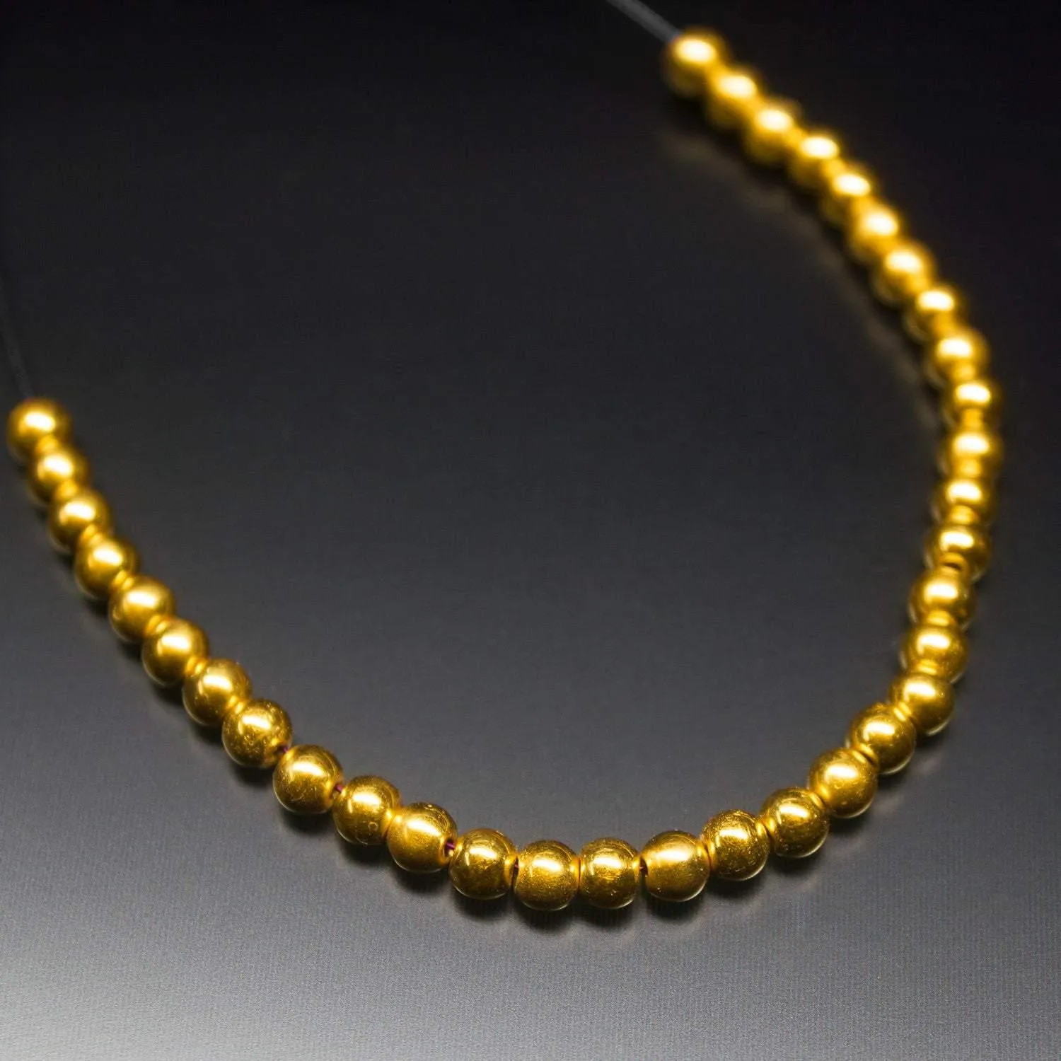 4mm 18k Solid Yellow Gold Handmade Tribal Lantern Spacer Beads Strand 2inch 15pc