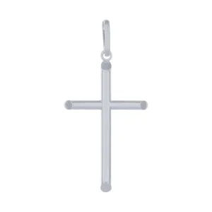 9ct White Gold Silver Infused Plain Cross Charm