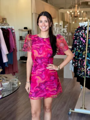 AA3145 Marble mesh pink dress