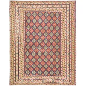 Afghan Tribal Mashwani Handmade Geometric Design Wool Rug (Size 4.8 X 5.10) Cwral-8574