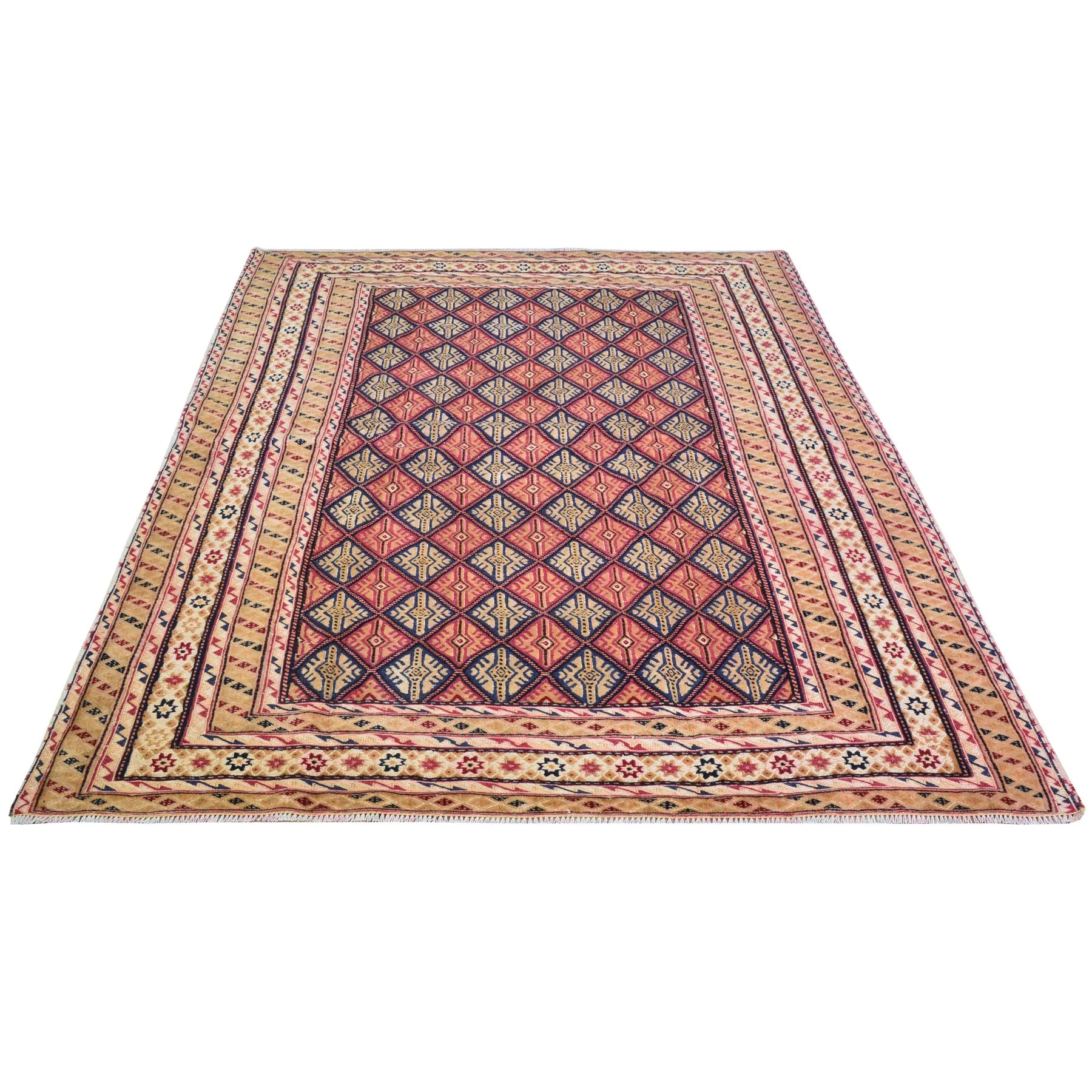 Afghan Tribal Mashwani Handmade Geometric Design Wool Rug (Size 4.8 X 5.10) Cwral-8574