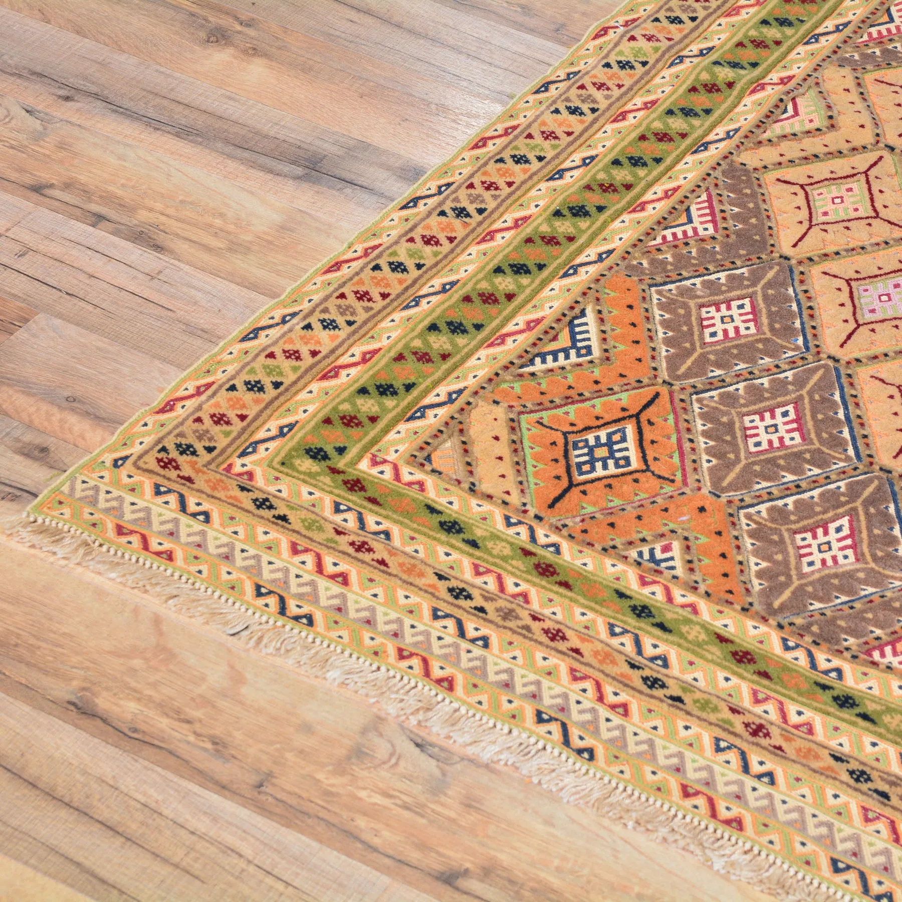 Afghan Tribal Multiple Weave Handmade Geometric Design Wool Rug (Size 3.9 X 4.4 ) Cwral-7905