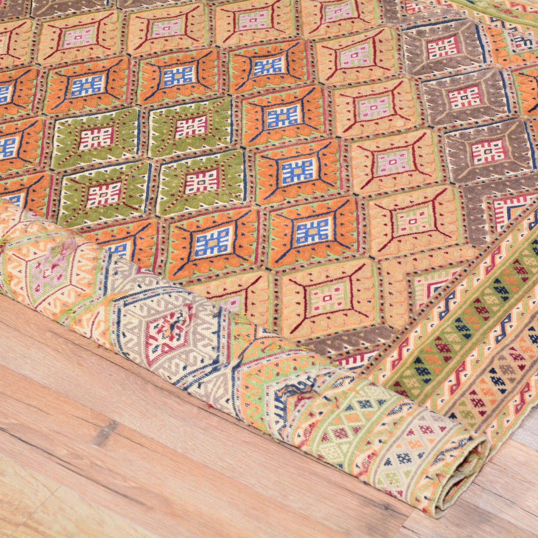 Afghan Tribal Multiple Weave Handmade Geometric Design Wool Rug (Size 3.9 X 4.4 ) Cwral-7905