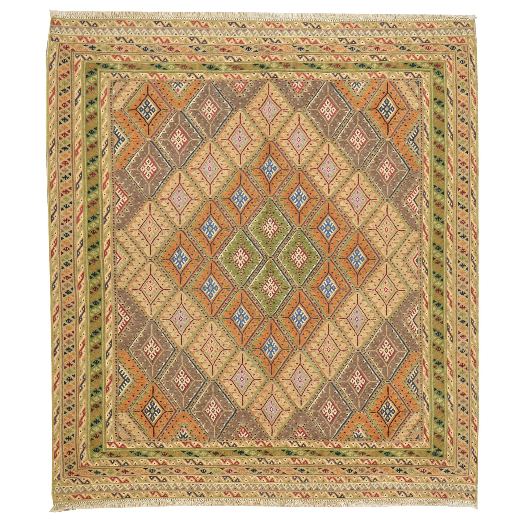 Afghan Tribal Multiple Weave Handmade Geometric Design Wool Rug (Size 3.9 X 4.4 ) Cwral-7905