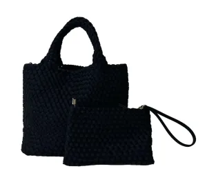 Ah-Dorned Lily Woven Neoprene Tote Handbag
