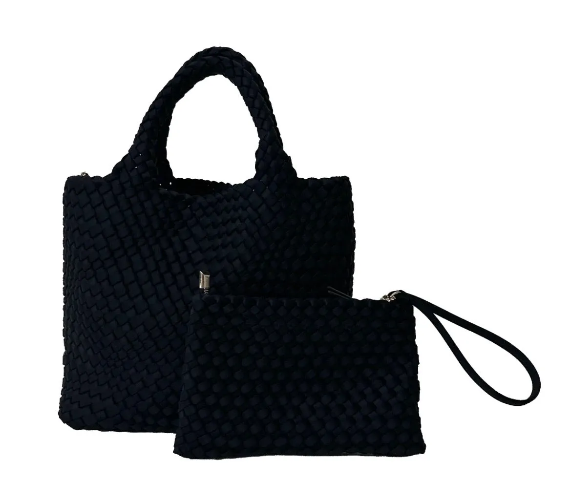 Ah-Dorned Lily Woven Neoprene Tote Handbag