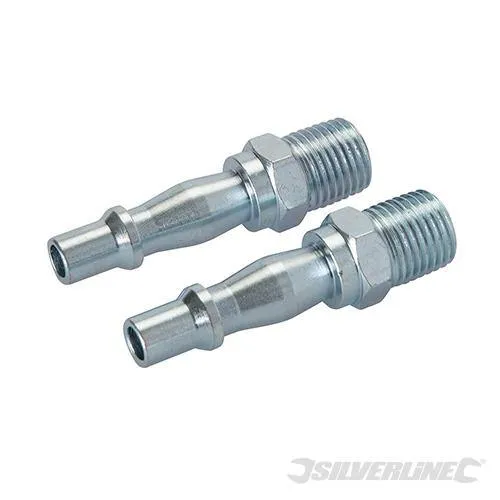 Air Line Bayonet Male Thread PCL Fittings 1/4" BSP - 2 PACK Silverline 918523