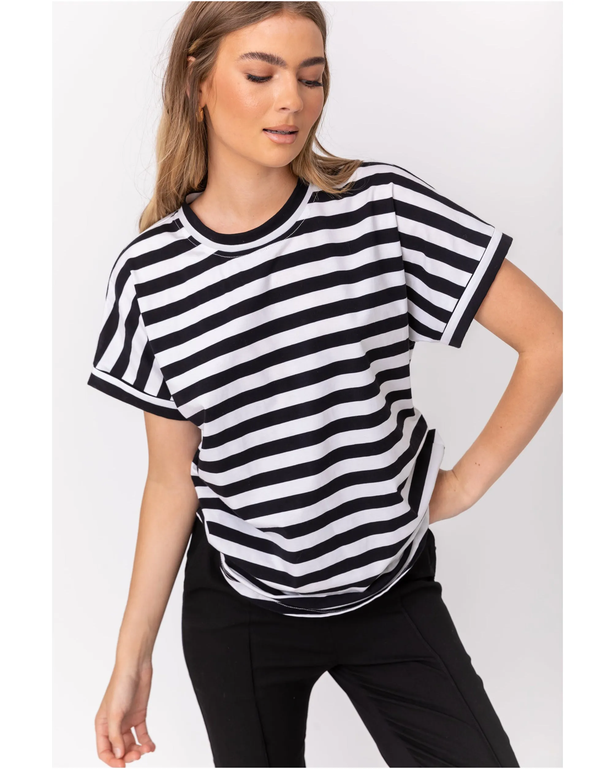 Alexandra Sanford Tee - Black & White Stripe