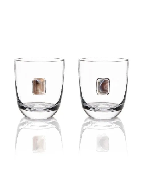 ANNA NEW YORK | Elevo Double Old Fashion Glasses | Smoke Agate