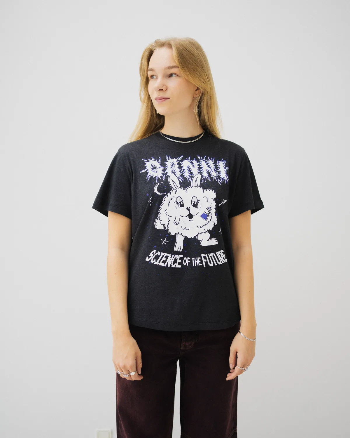 Anna Vilma - Melange Light Purple Bunny Relaxed T-shirt - Phantom