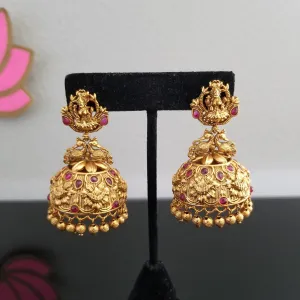 Antique Temple Earring With Matte Gold Plating