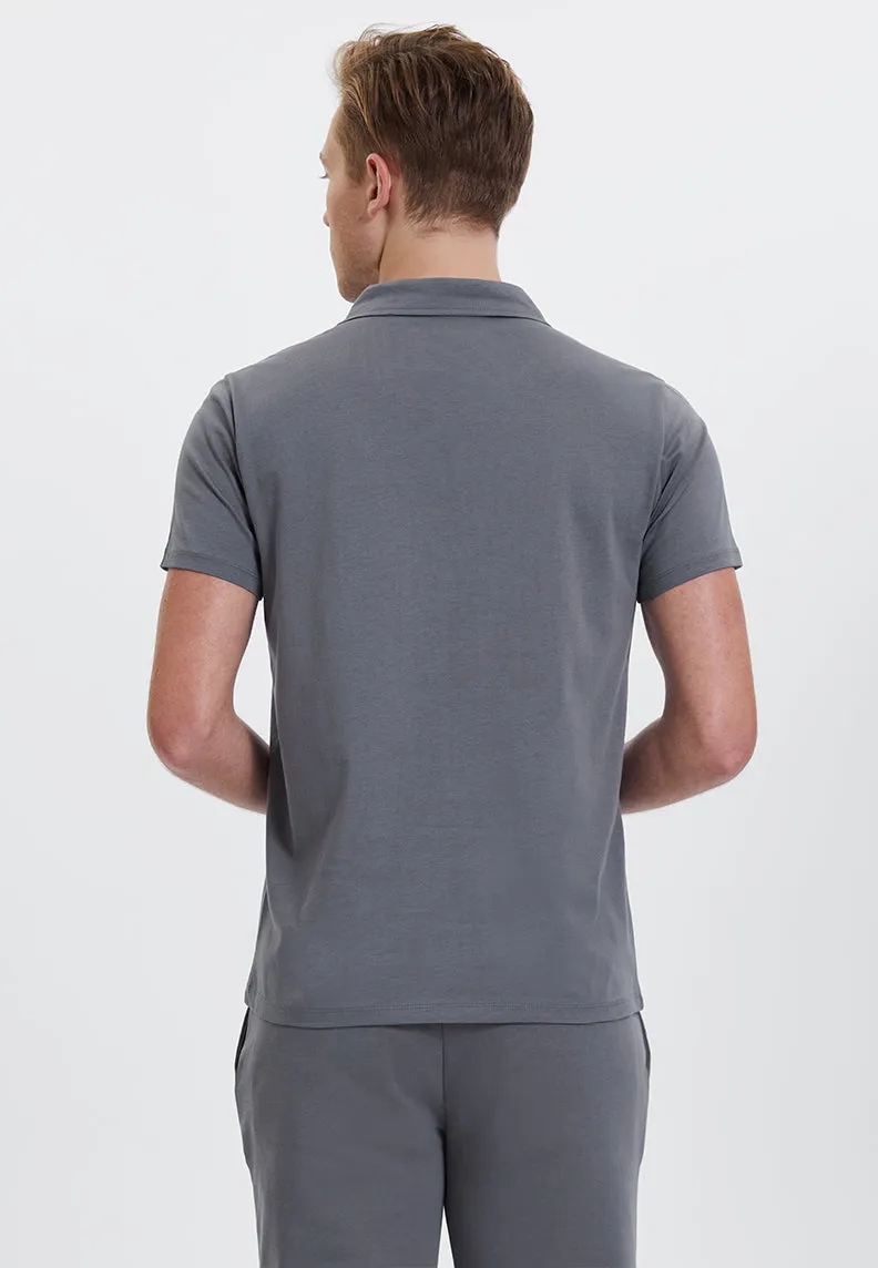 Antrasit Polo Yaka Reagular Fit Pamuklu Erkek T-Shirt VITAL