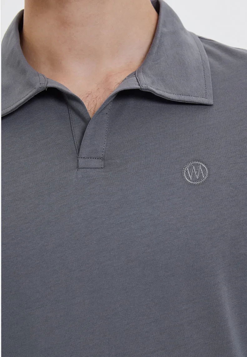 Antrasit Polo Yaka Reagular Fit Pamuklu Erkek T-Shirt VITAL