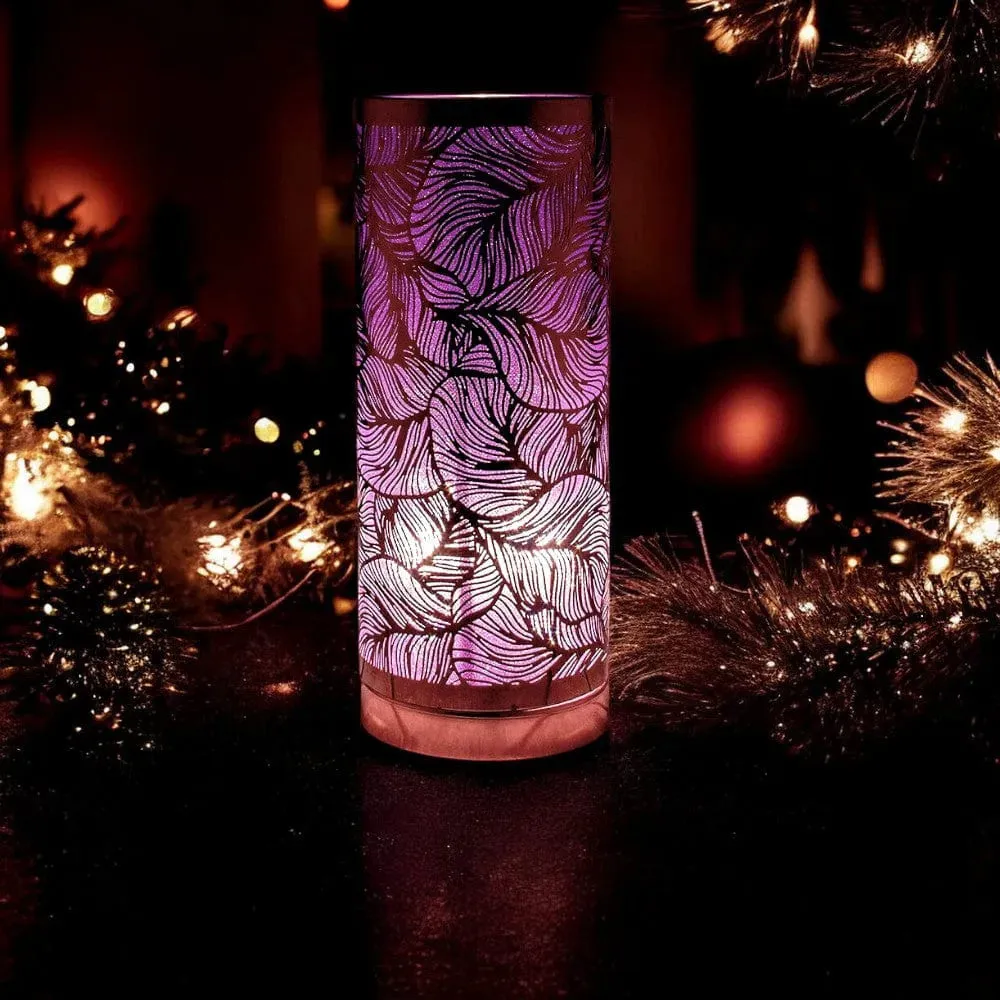 Aroma Lamp | Rose Gold & Purple Leaf Design | Cylindrical