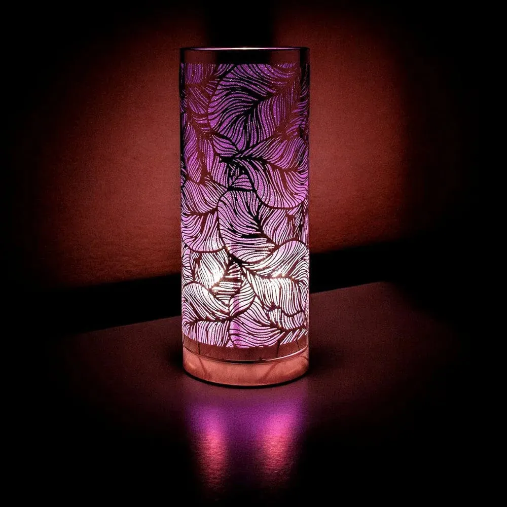 Aroma Lamp | Rose Gold & Purple Leaf Design | Cylindrical