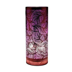 Aroma Lamp | Rose Gold & Purple Leaf Design | Cylindrical