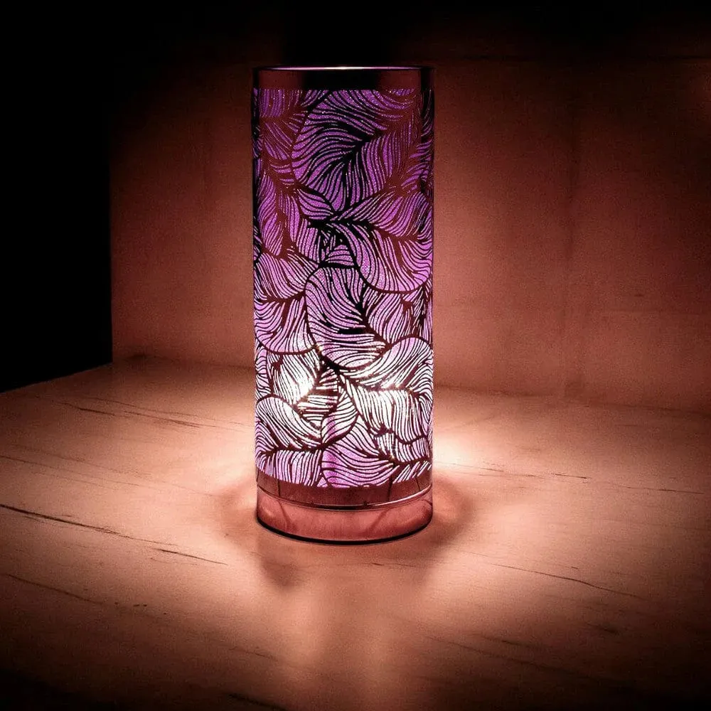 Aroma Lamp | Rose Gold & Purple Leaf Design | Cylindrical