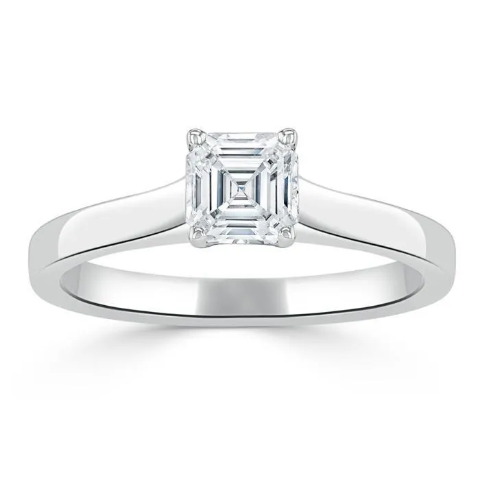 Asscher Cut Moissanite Engagement Ring, Classic Style