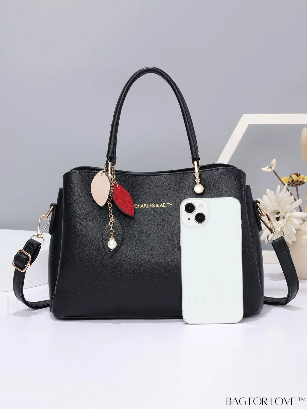 BagForLove - Elegant Classic Shoulder Bag with Fashionable Pom Pom Decoration