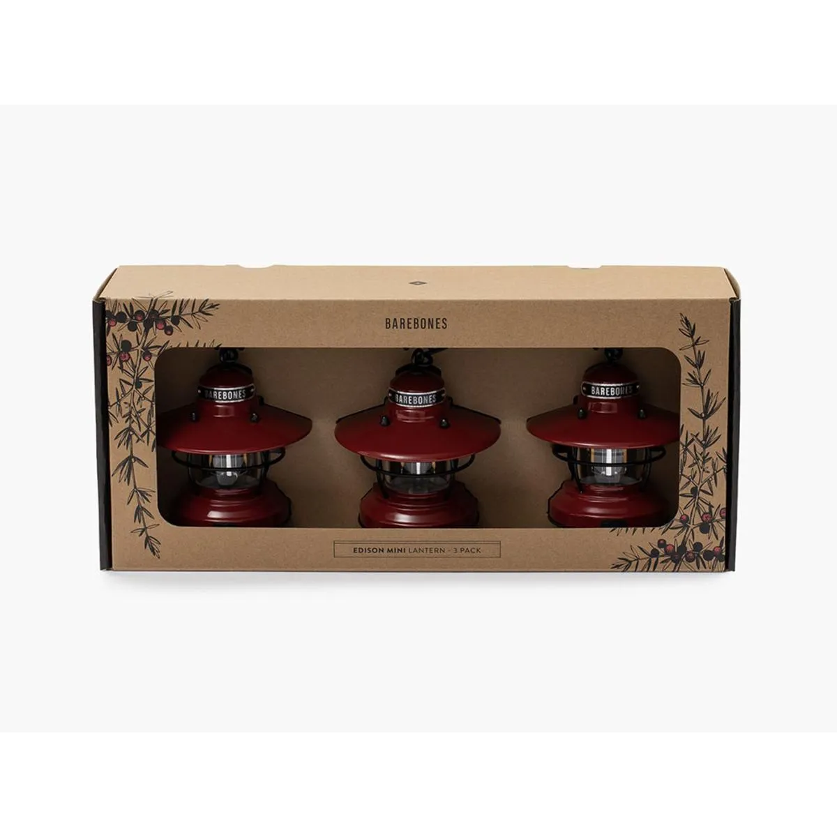Barebones Living Edison Mini Lantern Red 3pk