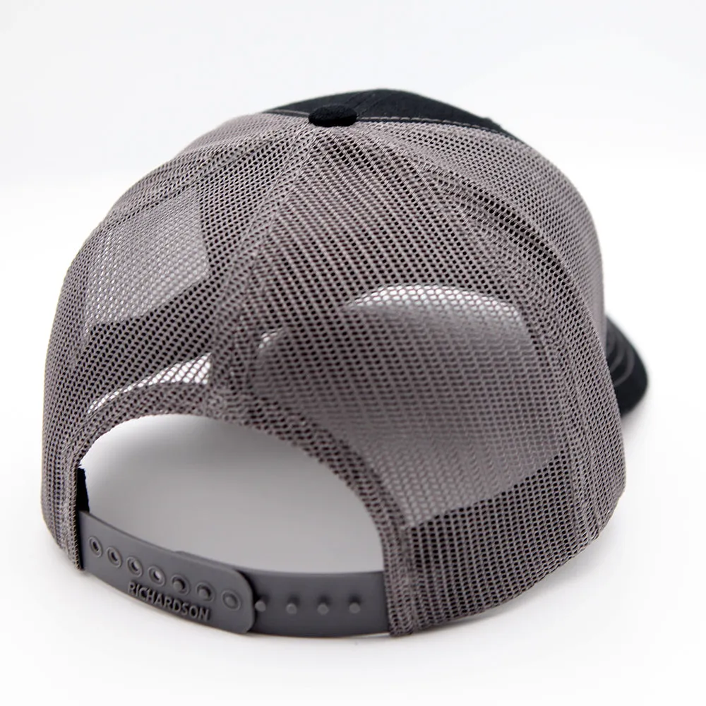 BLACK & GREY DEERCAST RICHARDSON SNAPBACK HAT