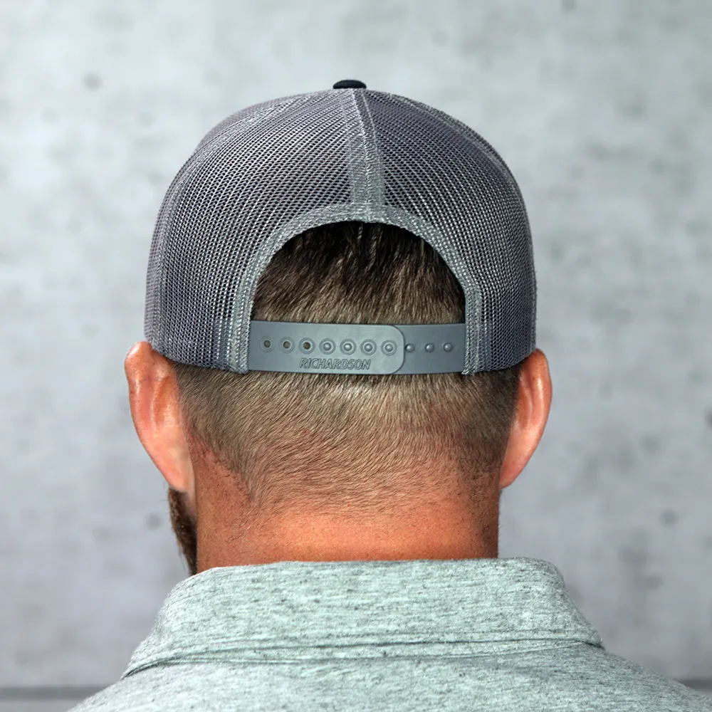 BLACK & GREY DEERCAST RICHARDSON SNAPBACK HAT