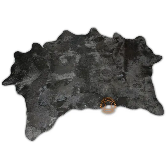 Black Calfskin with Leopard Print - Size 3ft x 2.5 ft - Premium Quality Calf Hides