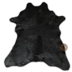 Black Calfskin with Leopard Print - Size 3ft x 2.5 ft - Premium Quality Calf Hides