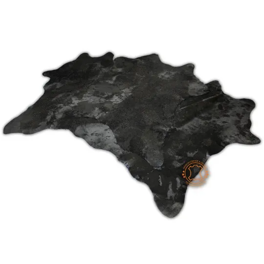 Black Calfskin with Leopard Print - Size 3ft x 2.5 ft - Premium Quality Calf Hides