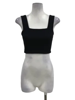 Black Square Neck Cropped Tank Top OSN