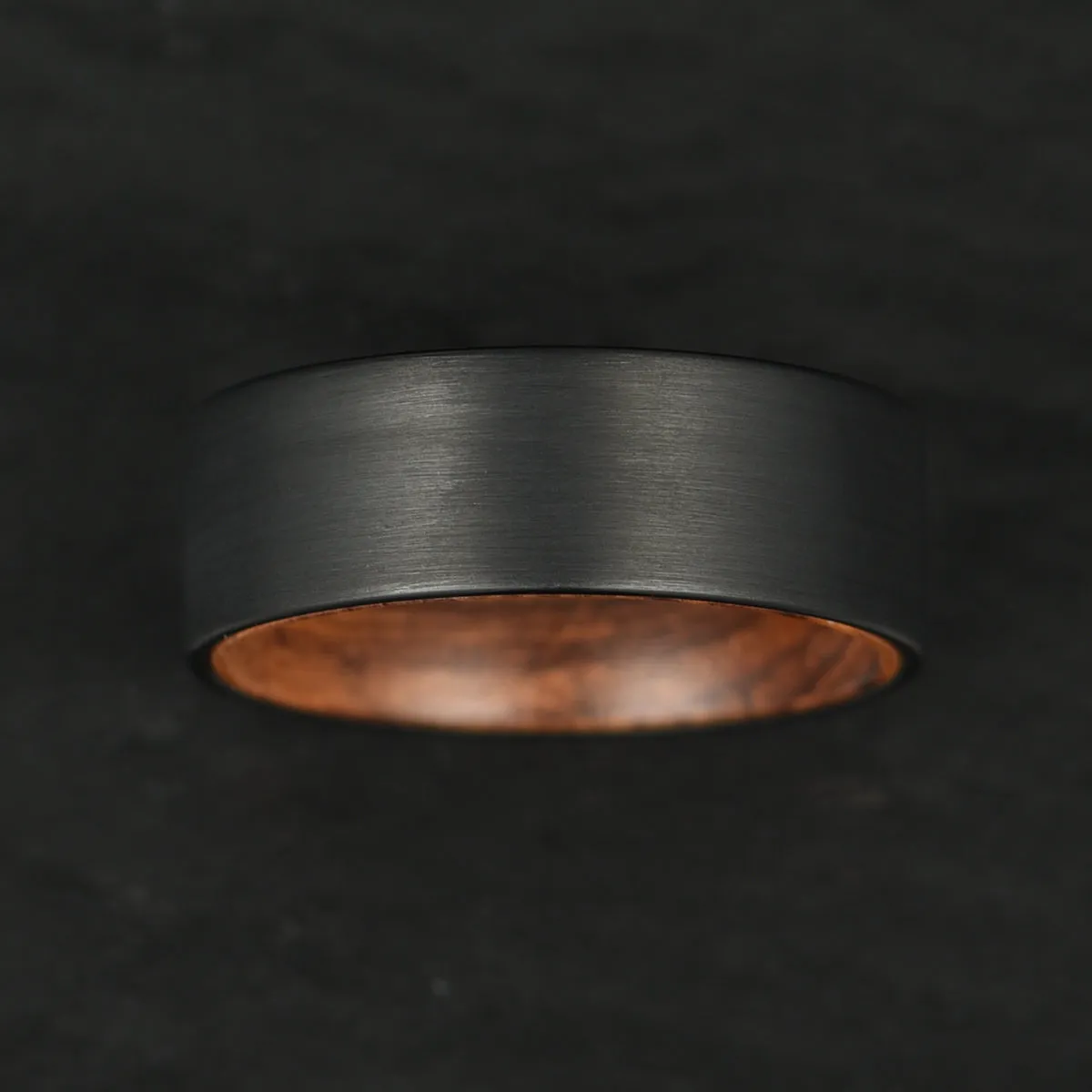 Black Tungsten Zebra Wood Men's Wedding Band 8MM