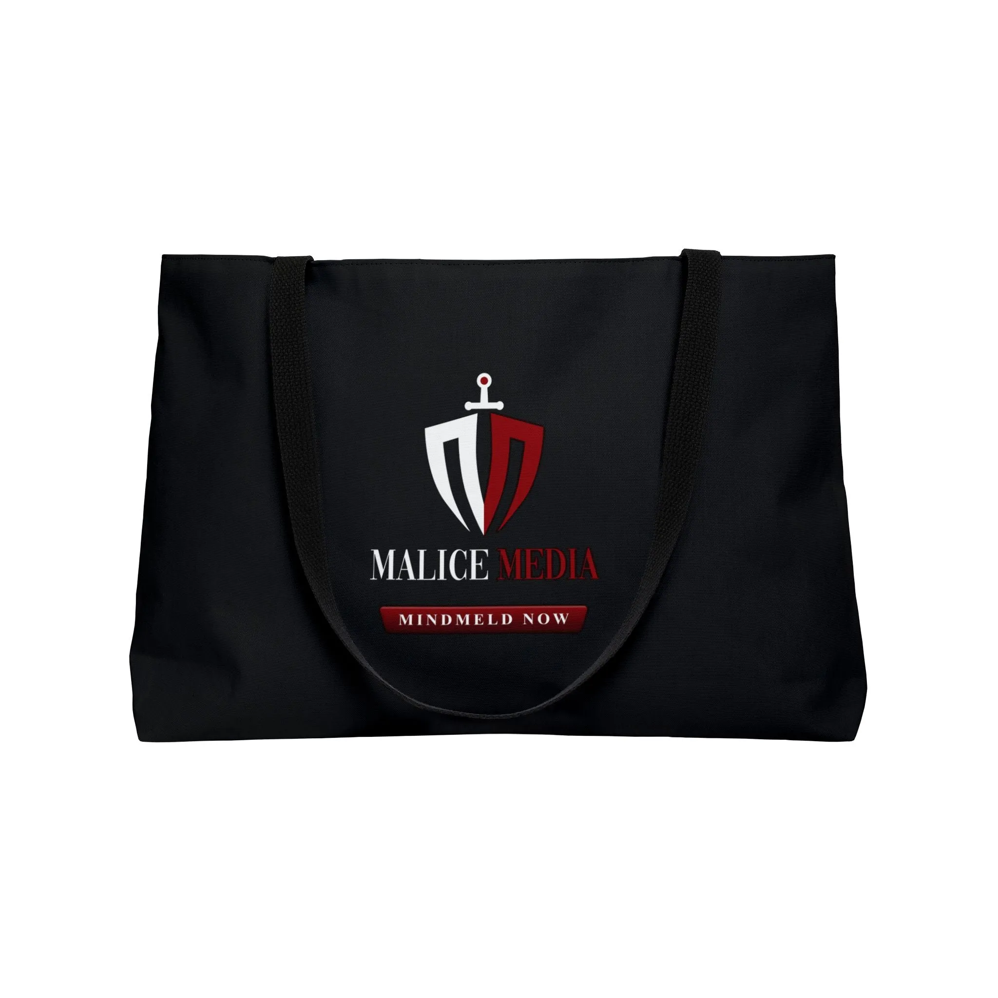 Black Weekender Tote Bag - Malice Media Logo