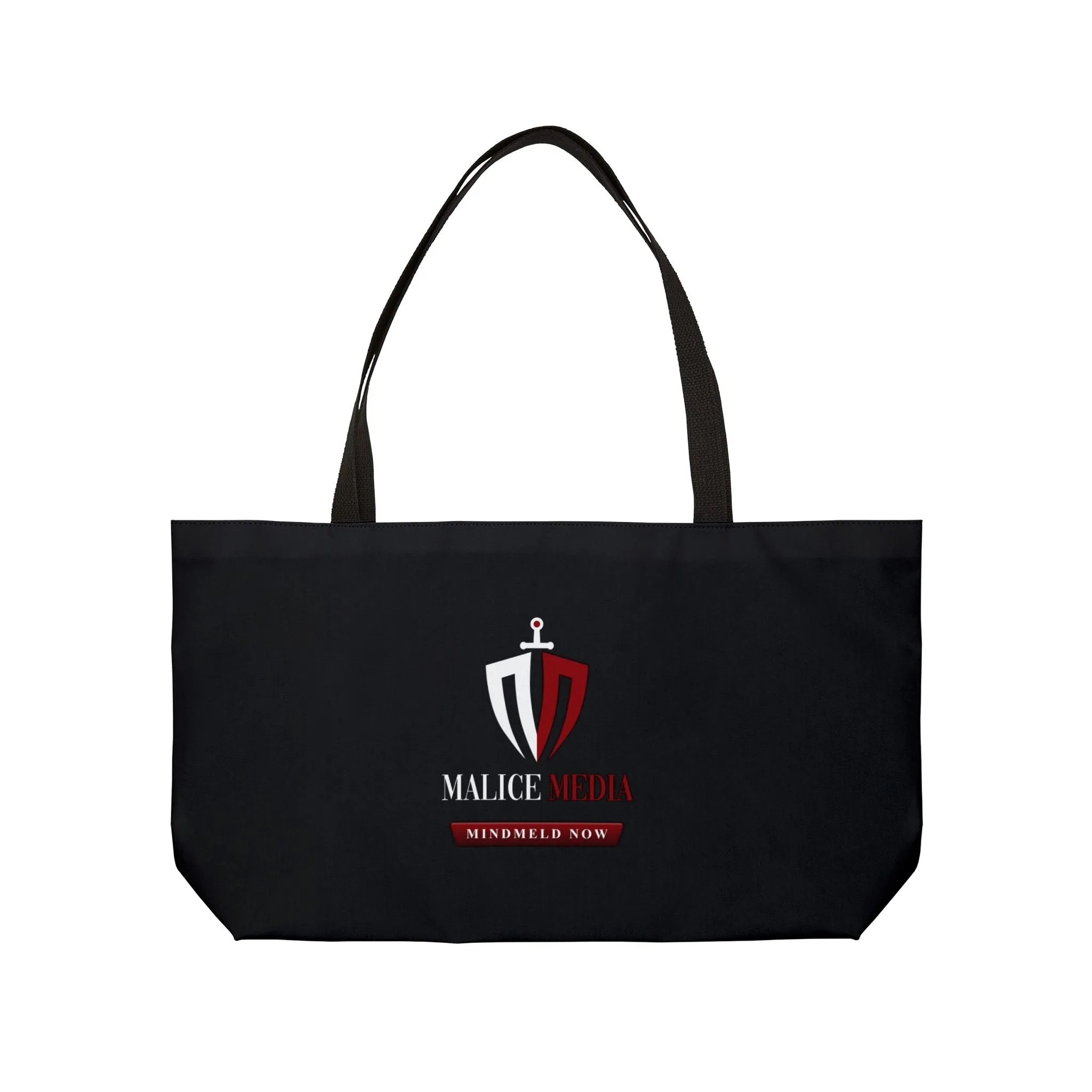 Black Weekender Tote Bag - Malice Media Logo